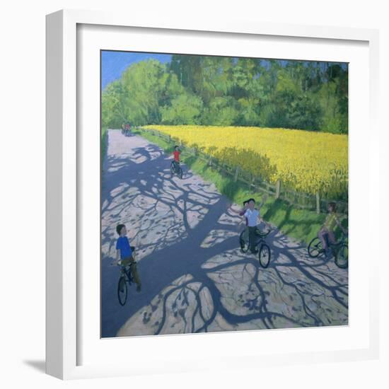 Cyclists and Yellow Field, Kedleston, Derby-Andrew Macara-Framed Giclee Print