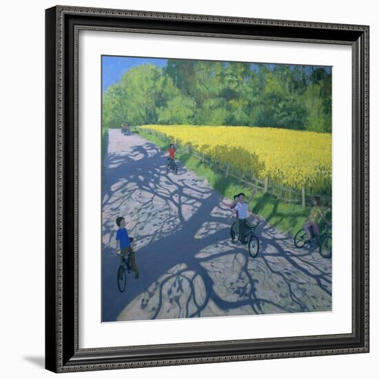 Cyclists and Yellow Field, Kedleston, Derby-Andrew Macara-Framed Giclee Print