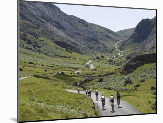 Cyclists Ascending Honister Pass, Lake District National Park, Cumbria, England, UK, Europe-James Emmerson-Mounted Photographic Print