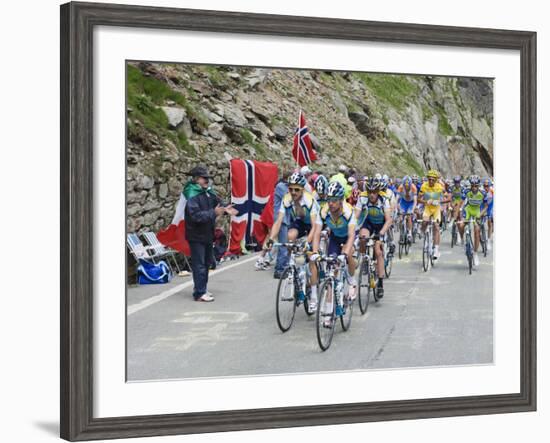 Cyclists Including Lance Armstrong and Yellow Jersey Alberto Contador in the Tour De France 2009-Christian Kober-Framed Photographic Print