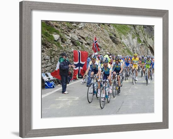 Cyclists Including Lance Armstrong and Yellow Jersey Alberto Contador in the Tour De France 2009-Christian Kober-Framed Photographic Print