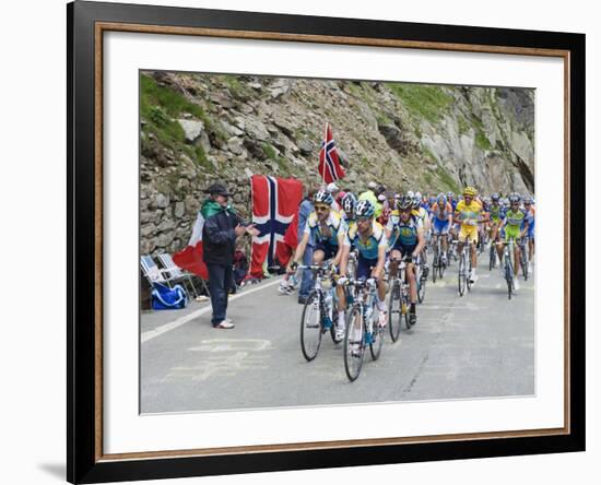 Cyclists Including Lance Armstrong and Yellow Jersey Alberto Contador in the Tour De France 2009-Christian Kober-Framed Photographic Print