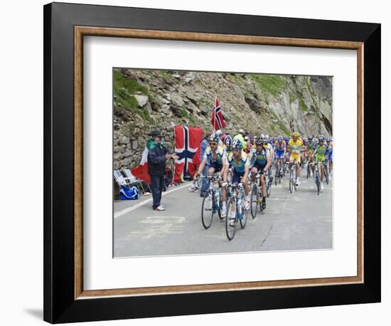 Cyclists Including Lance Armstrong and Yellow Jersey Alberto Contador in the Tour De France 2009-Christian Kober-Framed Photographic Print