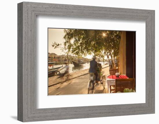 Cyclos Passing Restaurant, Hoi an (Unesco World Heritage Site), Quang Ham, Vietnam-Ian Trower-Framed Photographic Print