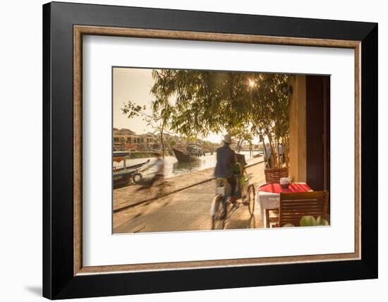 Cyclos Passing Restaurant, Hoi an (Unesco World Heritage Site), Quang Ham, Vietnam-Ian Trower-Framed Photographic Print