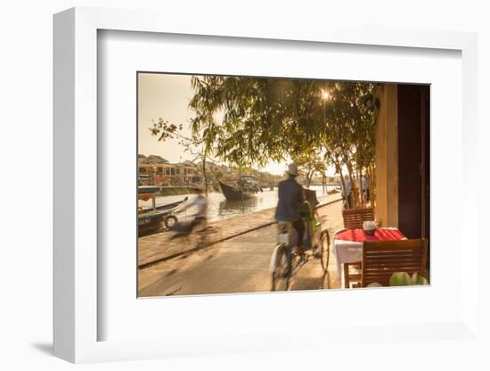 Cyclos Passing Restaurant, Hoi an (Unesco World Heritage Site), Quang Ham, Vietnam-Ian Trower-Framed Photographic Print