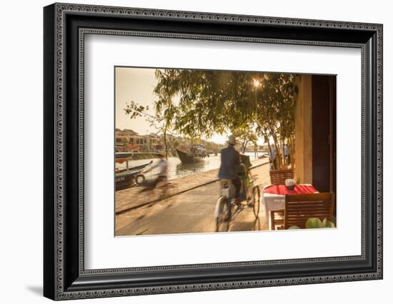 Cyclos Passing Restaurant, Hoi an (Unesco World Heritage Site), Quang Ham, Vietnam-Ian Trower-Framed Photographic Print