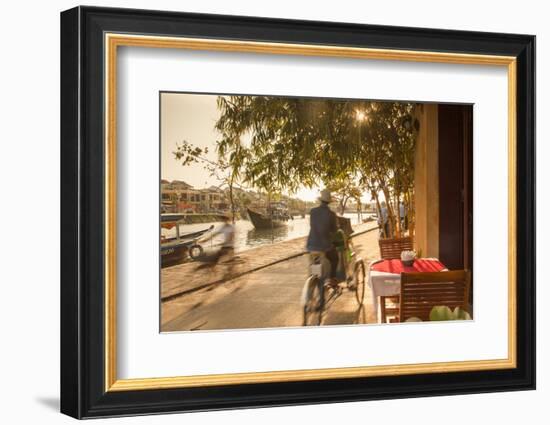 Cyclos Passing Restaurant, Hoi an (Unesco World Heritage Site), Quang Ham, Vietnam-Ian Trower-Framed Photographic Print