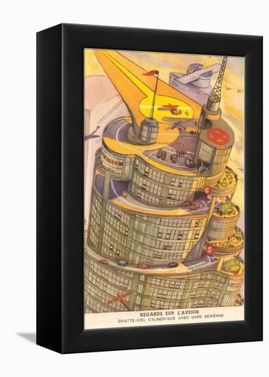 Cylindrical Futuristic French City-null-Framed Stretched Canvas