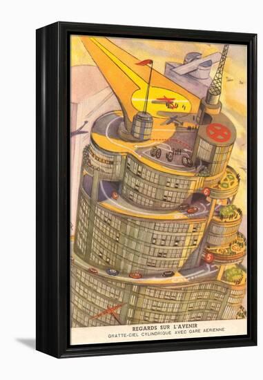 Cylindrical Futuristic French City-null-Framed Stretched Canvas