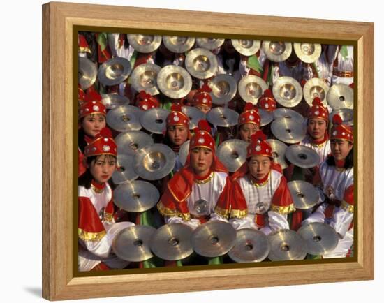 Cymbals Performance at Chinese New Year Celebration, Beijing, China-Keren Su-Framed Premier Image Canvas