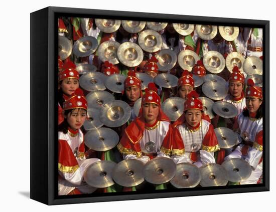 Cymbals Performance at Chinese New Year Celebration, Beijing, China-Keren Su-Framed Premier Image Canvas
