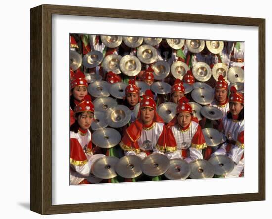 Cymbals Performance at Chinese New Year Celebration, Beijing, China-Keren Su-Framed Photographic Print