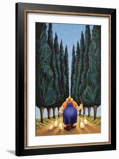 Cypress and Geese-Lowell Herrero-Framed Art Print