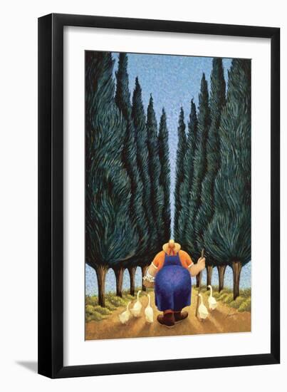 Cypress and Geese-Lowell Herrero-Framed Art Print