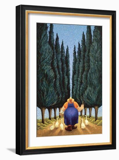 Cypress and Geese-Lowell Herrero-Framed Art Print