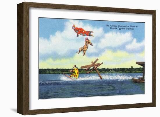 Cypress Gardens, Florida - View of Clowns Waterskiing-Lantern Press-Framed Art Print