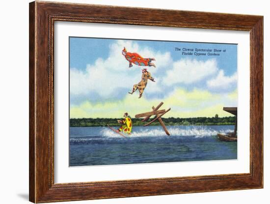 Cypress Gardens, Florida - View of Clowns Waterskiing-Lantern Press-Framed Art Print