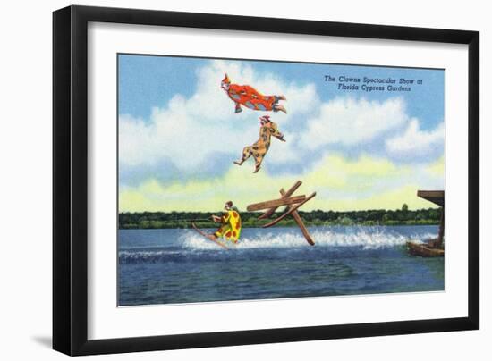 Cypress Gardens, Florida - View of Clowns Waterskiing-Lantern Press-Framed Art Print