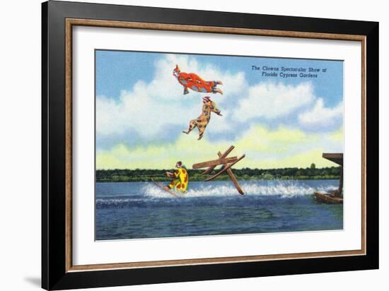 Cypress Gardens, Florida - View of Clowns Waterskiing-Lantern Press-Framed Art Print