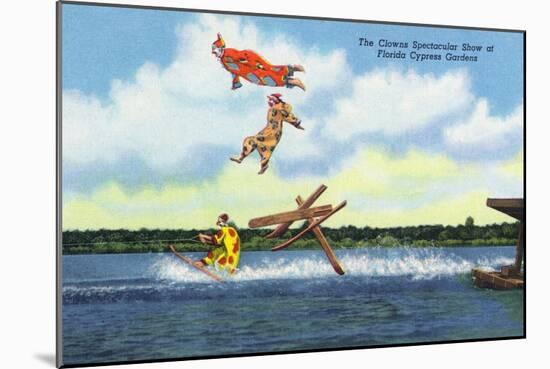 Cypress Gardens, Florida - View of Clowns Waterskiing-Lantern Press-Mounted Art Print