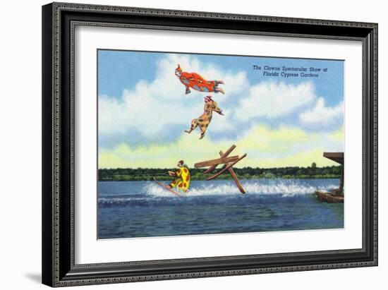 Cypress Gardens, Florida - View of Clowns Waterskiing-Lantern Press-Framed Art Print