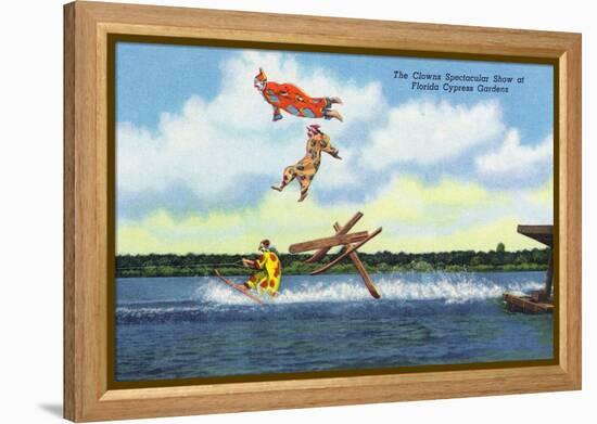 Cypress Gardens, Florida - View of Clowns Waterskiing-Lantern Press-Framed Stretched Canvas