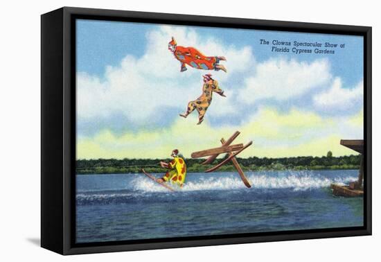 Cypress Gardens, Florida - View of Clowns Waterskiing-Lantern Press-Framed Stretched Canvas