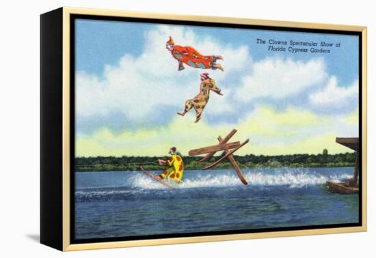 Cypress Gardens, Florida - View of Clowns Waterskiing-Lantern Press-Framed Stretched Canvas