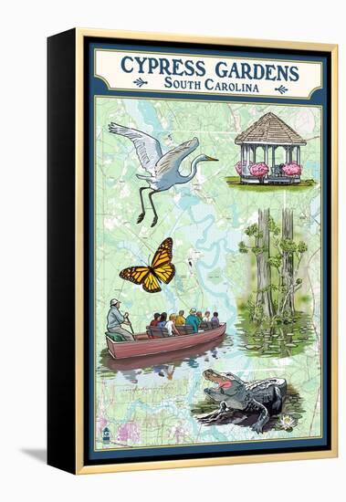 Cypress Gardens, South Carolina - Nautical Chart-Lantern Press-Framed Stretched Canvas