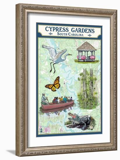 Cypress Gardens, South Carolina - Nautical Chart-Lantern Press-Framed Art Print