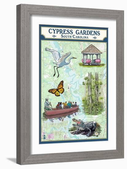 Cypress Gardens, South Carolina - Nautical Chart-Lantern Press-Framed Art Print