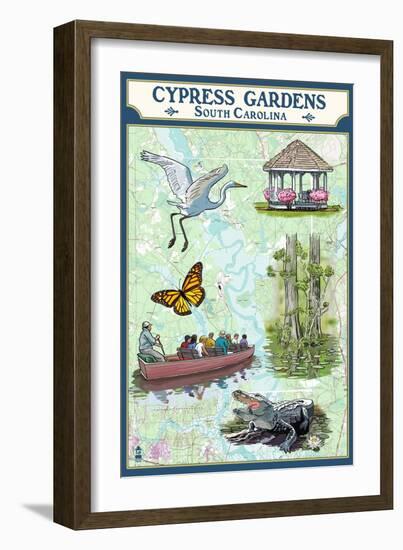 Cypress Gardens, South Carolina - Nautical Chart-Lantern Press-Framed Art Print