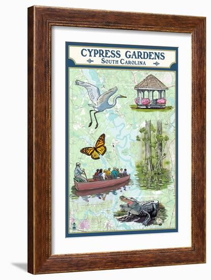 Cypress Gardens, South Carolina - Nautical Chart-Lantern Press-Framed Art Print