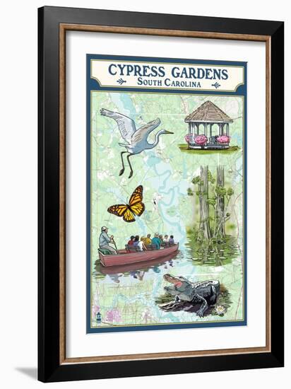 Cypress Gardens, South Carolina - Nautical Chart-Lantern Press-Framed Art Print