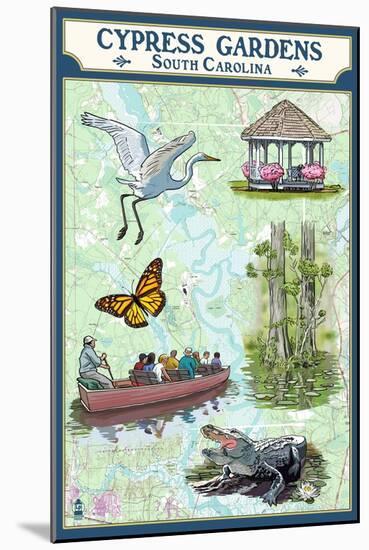 Cypress Gardens, South Carolina - Nautical Chart-Lantern Press-Mounted Art Print