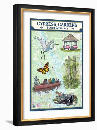 Cypress Gardens, South Carolina - Nautical Chart-Lantern Press-Framed Art Print