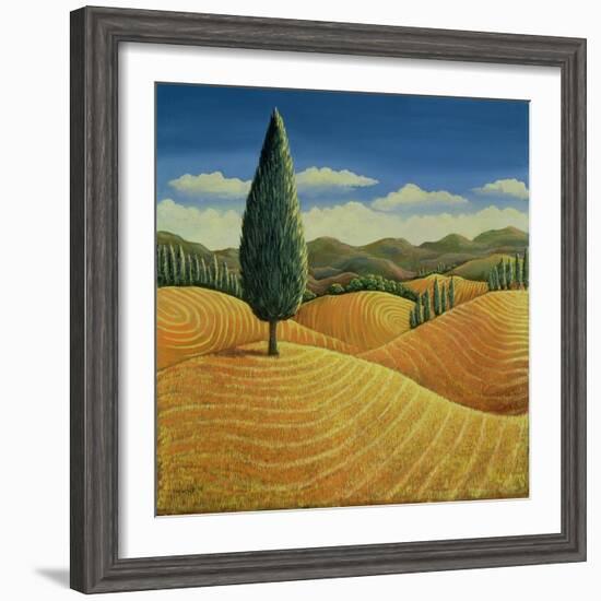 Cypress Tree and Cornfields, 1990-Liz Wright-Framed Giclee Print