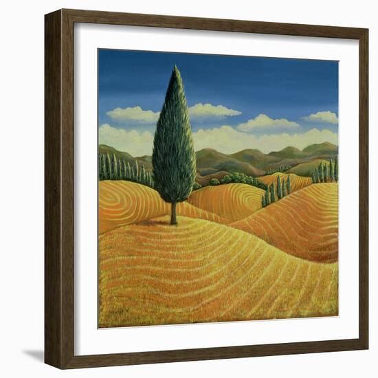 Cypress Tree and Cornfields, 1990-Liz Wright-Framed Giclee Print