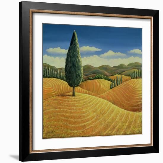 Cypress Tree and Cornfields, 1990-Liz Wright-Framed Giclee Print