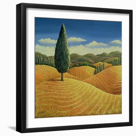 Cypress Tree and Cornfields, 1990-Liz Wright-Framed Giclee Print