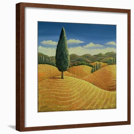 Cypress Tree and Cornfields, 1990-Liz Wright-Framed Giclee Print