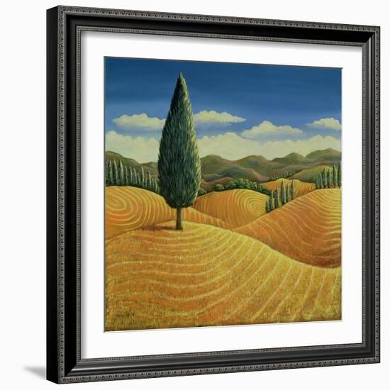 Cypress Tree and Cornfields, 1990-Liz Wright-Framed Giclee Print