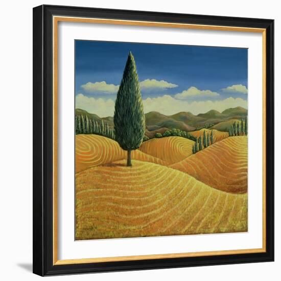 Cypress Tree and Cornfields, 1990-Liz Wright-Framed Giclee Print