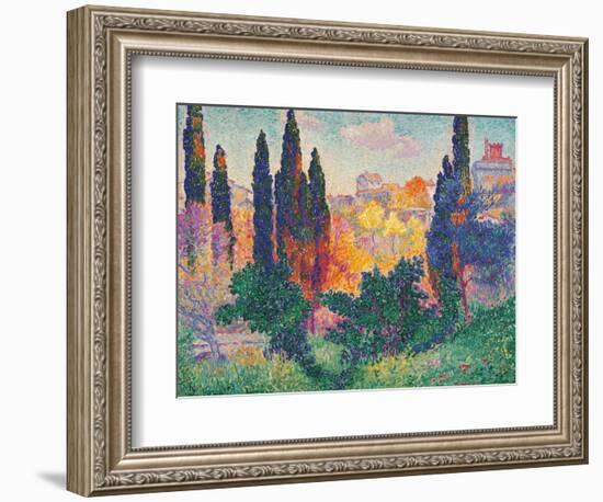 Cypress Trees at Cagnes-Henri Edmond Cross-Framed Art Print