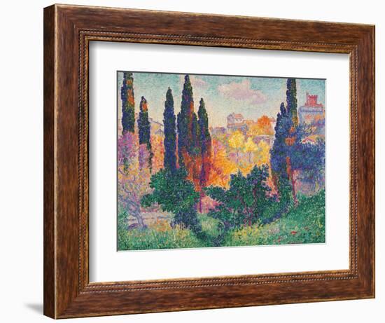 Cypress Trees at Cagnes-Henri Edmond Cross-Framed Art Print