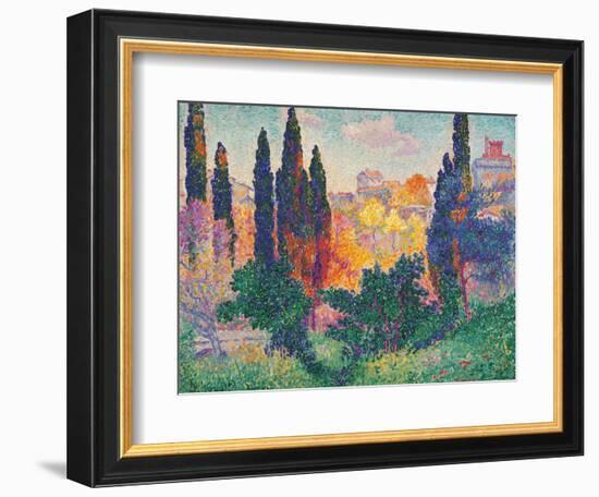 Cypress Trees at Cagnes-Henri Edmond Cross-Framed Art Print