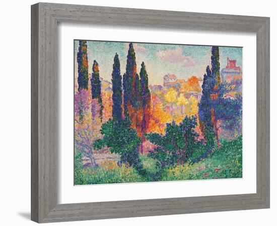 Cypress Trees at Cagnes-Henri Edmond Cross-Framed Art Print