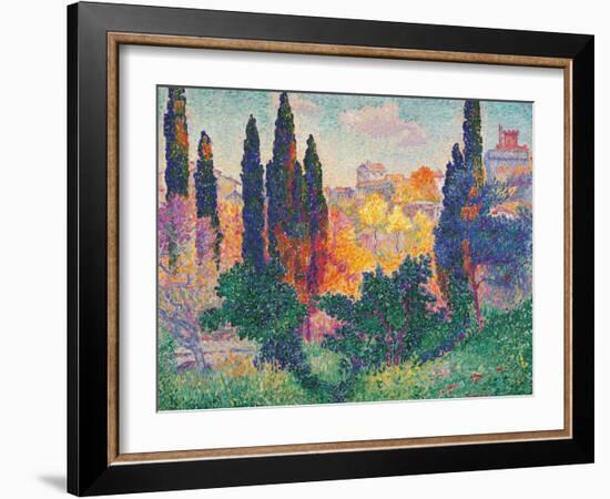 Cypress Trees at Cagnes-Henri Edmond Cross-Framed Art Print