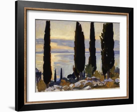 Cypress Trees at San Vigilio, 1913 (Oil on Canvas Mounted on Masonite)-John Singer Sargent-Framed Giclee Print